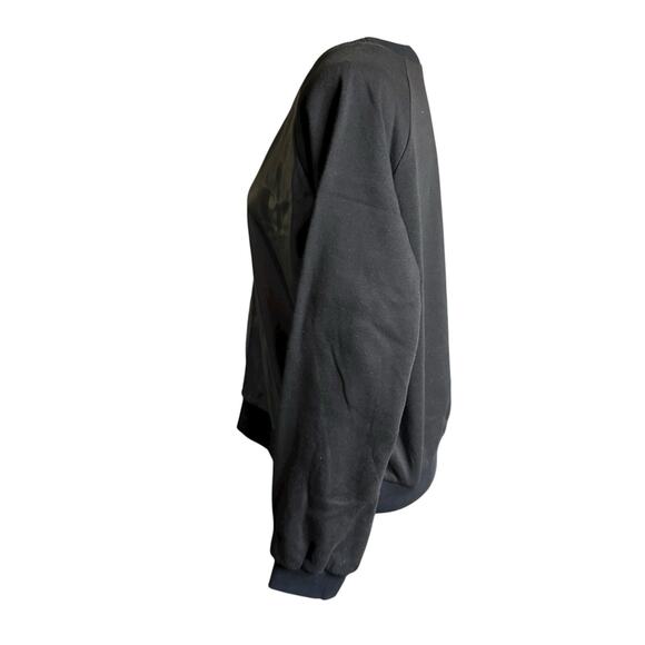 Evereve Faux Leather Women's Sweatshirt Black Large Gothic Metal Witchy Goth - Picture 2 of 10